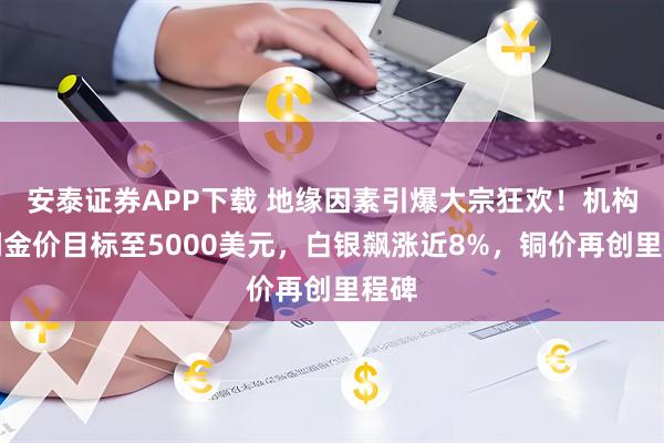 安泰证券APP下载 地缘因素引爆大宗狂欢！机构上调金价目标至5000美元，白银飙涨近8%，铜价再创里程碑