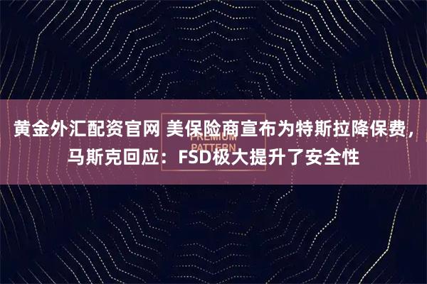 黄金外汇配资官网 美保险商宣布为特斯拉降保费，马斯克回应：FSD极大提升了安全性