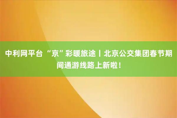 中利网平台 “京”彩暖旅途丨北京公交集团春节期间通游线路上新啦！